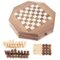 Trademark Games - Octagonal Chess Set Wooden Chessboard with 2 Storage Drawers and Carved Staunton Pieces Classic Board Game - Light and Dark Wood-Front_Standard