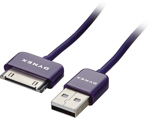  Dynex™ - Apple MFi Certified 3' USB-to-Apple® 30-Pin Charge-and-Sync Cable - Amethyst