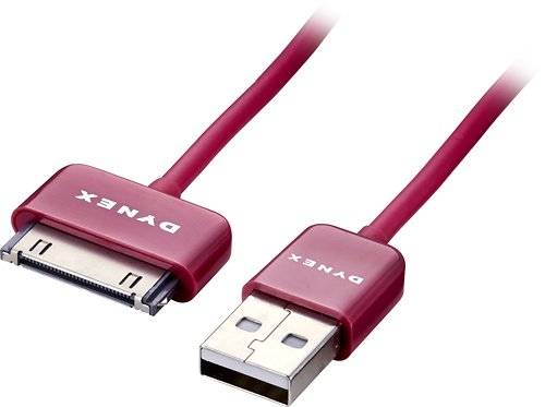  Dynex™ - Apple MFi Certified 3' USB-to-Apple® 30-Pin Charge-and-Sync Cable - Ruby