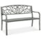Best Choice Products - Outdoor Steel Bench Garden Patio Porch Furniture w/ Floral Design Backrest - Gray-Front_Standard