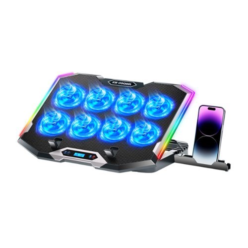 HongFei - Gaming Laptop Cooling Pad with 8 Fans, Laptop Fan Cooler for 15-17.3 Inch, Notebook Cooler Stand, 6 Height Adjustable - Black-Front_Standard 