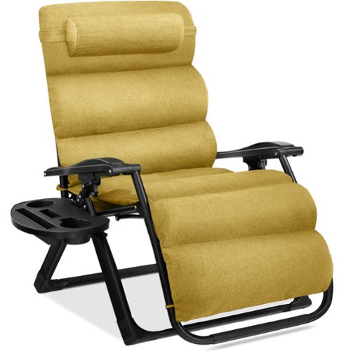 Best Choice Products - Oversized Zero Gravity Chair, Folding Recliner w/ Removable Cushion, Side Tray - Sunflower Yellow-Front_Standard 