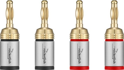 Rocketfish™ - 24K Gold-Plated Speaker Banana Plugs (4-Pack) - Red/Black