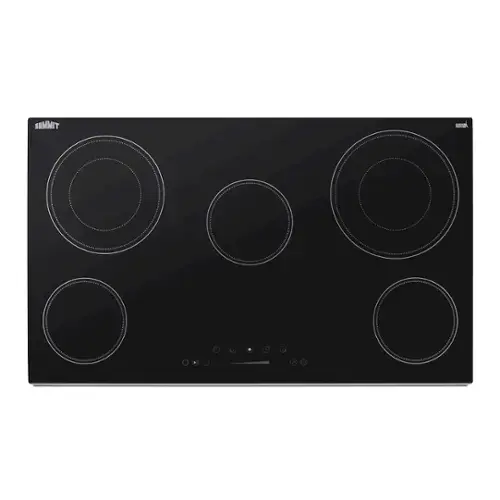 Front. SUMMIT - 36" Wide 208-240V 5-Burner Radiant Cooktop - Black.