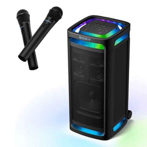 Sony - ULT TOWER 9AC Bluetooth Party Speaker Bundle with ULT Mic Wireless Microphones - Black-Front_Standard 