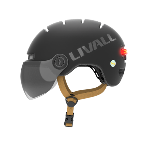 LIVALL - L23 Smart Bike Helmet, LED Lights & Removable Visor, NTA8776 E-Bike Certified, Fall Detection & SOS Alert - Large - Black-Front_Standard 