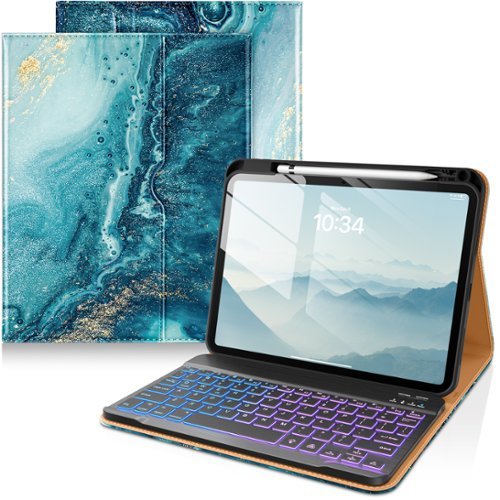 DTTO - Detachable Backlit Keyboard Case for iPad 11th/10th Gen (2025/2022) - Leather Cover w/ Pencil Holder & Pocket - Sandy Wave-Front_Standard 