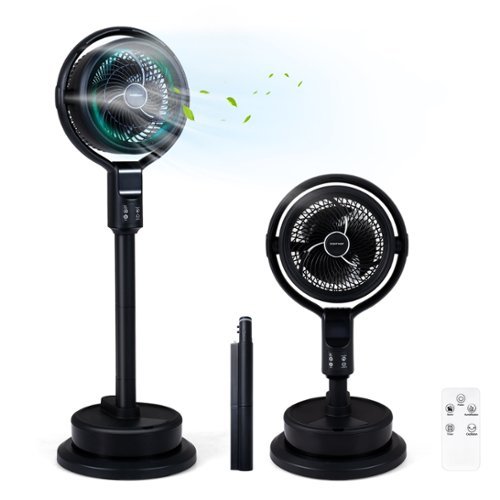 Costway - Misting Pedestal Fan, Air Circulator with 90° Auto Oscillation, Floor Standing Fan - Black-Front_Standard 