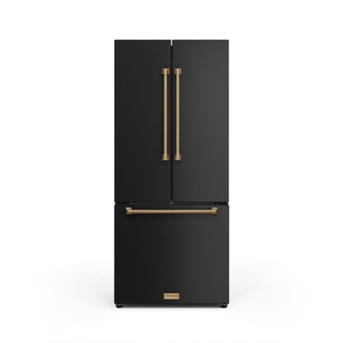 Gordon Ramsay Series by Thor Kitchen 17.5 Cu. Ft. Counter Depth Refrigerator with Bronze Hardware - Black