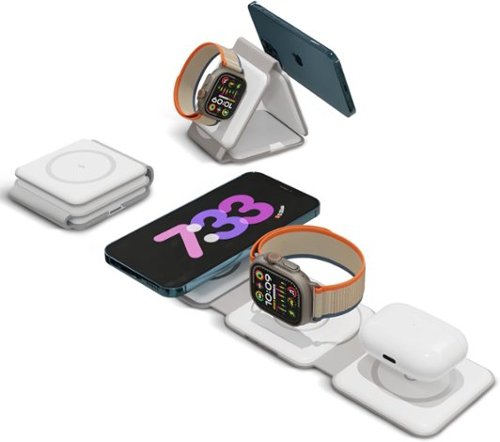 Chargeworx - 3-in-1 Magnetic Wireless Charging Pad for MagSafe Compatible Devices - White-Front_Standard 