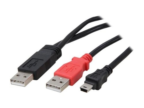 StarTech.com - USB2HABMY6 Black & Red USB Y Cable for External Hard Drive - USB A to mini B-Front_Standard 