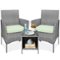 Best Choice Products - 3-Piece Outdoor Wicker Conversation Patio Bistro Set, w/ 2 Chairs, Table - Gray/Light Mint-Front_Standard