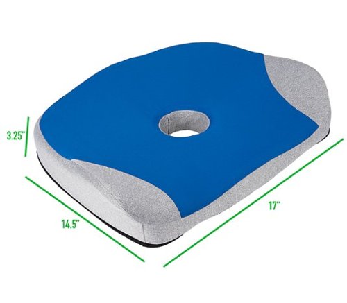 Mind Reader Office Chair Cushion, Ergonomic, Orthopedic, Portable, Car, Memory Foam, 18.25L x 14.25W x 2.75H - Blue BUY ONLINE