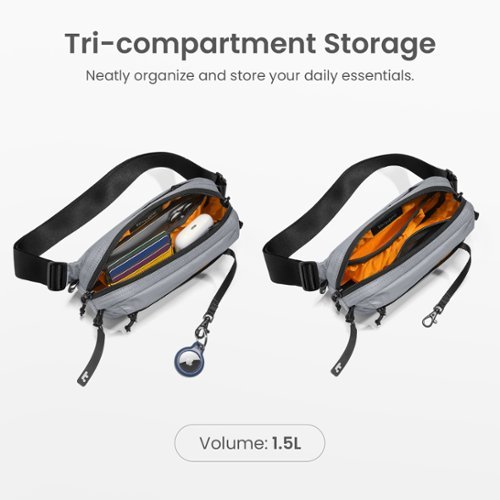 tomtoc Aviator-T33 1.5L Sling Bag with RFID Blocking, Minimalist Crossbody Bag Chest Bag Shoulder Pack for Travel, Daily Use - Gray WORLDWIDE DELIVERY