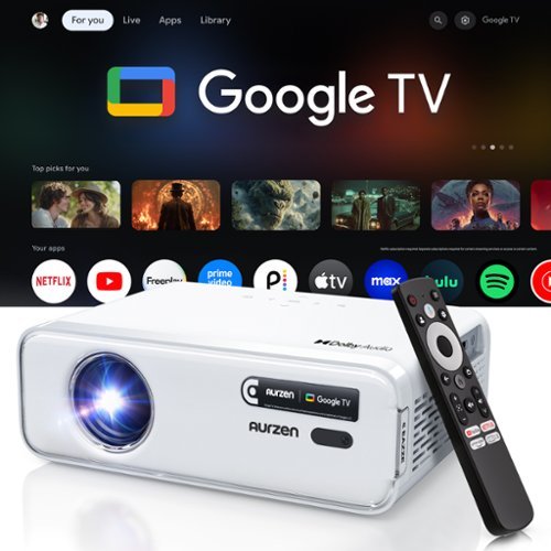 Aurzen Google TV Smart Projector, Native 1080p, 4K Supported, Auto