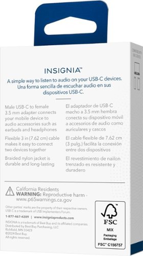 Insignia™ 3 Male USB-C to Female 3.5 mm Adapter - White SHOP ONLINE