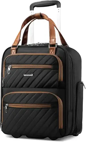 Front. LUGGEX - LUGGEX 16 Inch Underseat Carry On Luggage with Wheels, Stylish Lightweight Under Seat Luggage - UDK - Chestnut Black.