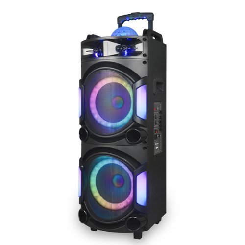 TopTech - EDGE-210, Dual 10" Bluetooth Speaker with Disco Lights & Extra Bass - Black-Front_Standard 