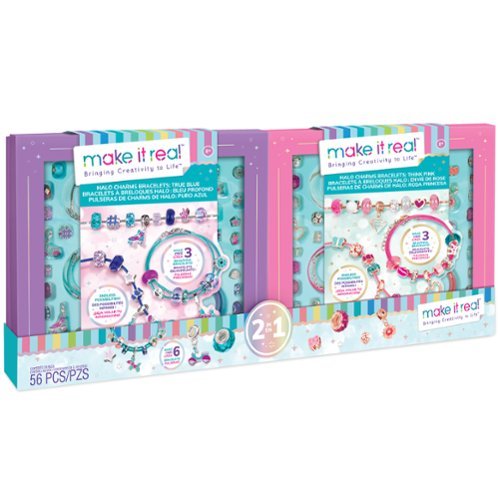 Make It Real - Make It Real: Halo Charms 2-In-1 - True Blue & Think Pink- Create 6 Bracelets