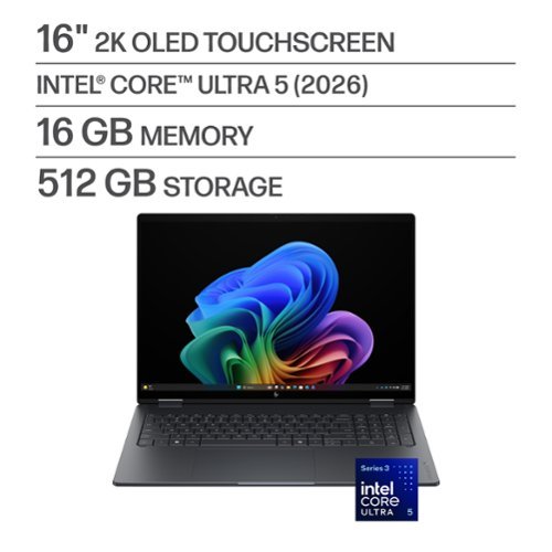 HP - OmniBook X Flip 2-in-1 - 16" 2K OLED Touchscreen Laptop - Intel Core Ultra 5 (2026) - 16GB Memory - 512GB SSD - Copilot+ - Eclipse Gray – Intel 325