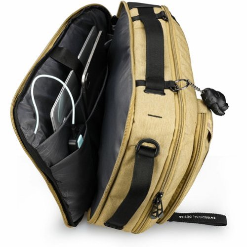 Swissdigital Design BERG Hybrid TSA-Friendly Briefcase With USB Charging Port RFID Protection and Fits Up to 16″ Laptop - Dark Khaki BUY IN SINGAPORE