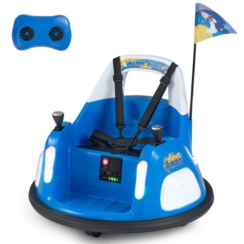 Costway - 12V Kids Bumper Car,360° Spin & Remote.Battery-Powered,for 1.5-6 ages - Navy-Front_Standard 