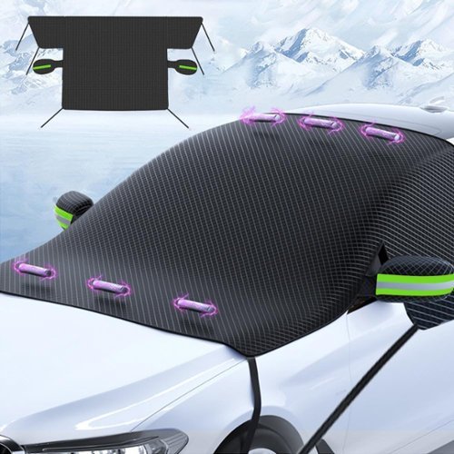 Acteck - Universal Heavy-Duty Windshield Cover for Cars & SUVs, Magnetic Snow & Ice Protector with Side Panels - Black-Front_Standard 