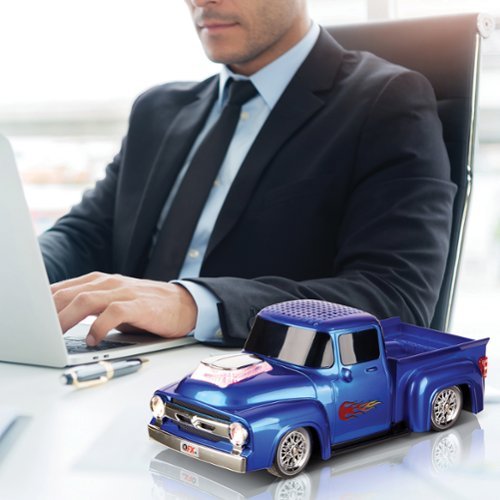 QFX Retro Truck Portable Bluetooth Speaker with Bass Radiator and LED Lights - Blue WHERE TO BUY