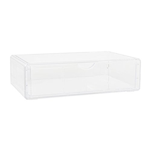 Martha Stewart - Brody Desktop Organization Box with Half Moon Opening Pullout Drawer - Plastic - Clear-Front_Standard 