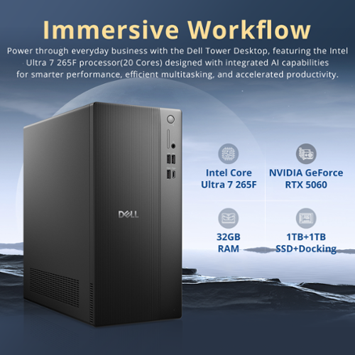 Dell Upgraded Tower ECT1250 Desktop,Intel Core Ultra 7 265F,32GB