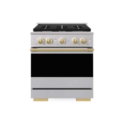 ZLINE - Autograph 30 in. 4.2 cu. ft. Marino Freestanding Gas Range with 4 Burners and Convection Oven with Gold Accents - Stainless Steel