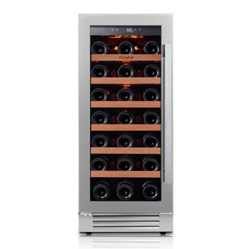 Ca'Lefort - 15 Inch Wine Fridge,33 Bottle Wine Refrigerator,3 Color LED, Wine Cooler, Built-in or Freestanding Wine Fridge - Stainless Steel-Front_Standard 