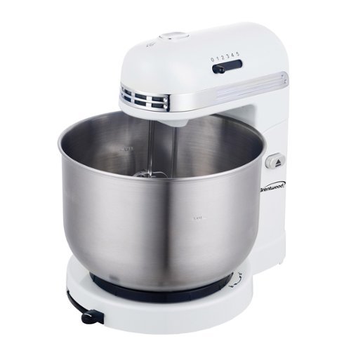 Brentwood - 5 Speed Stand Mixer with 3.5 Quart Stainless Steel Mixing Bowl - White-Front_Standard 
