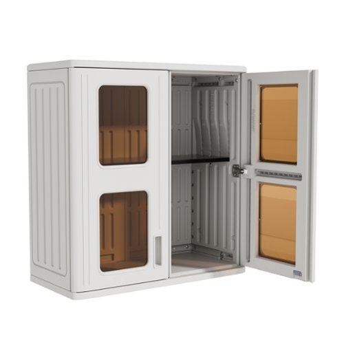 Decksplore - Outdoor Storage Cabinet Waterproof Laundry Room Wall Mounted Cabinets,Outdoor Storage Box with Doors and Shelves - White-Front_Standard 