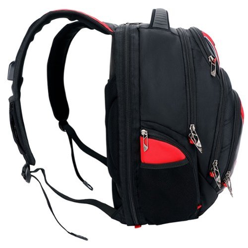 Swissdigital Design Anti Bacterial Travel Backpack - Red and Black GLOBAL SHIPPING