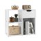 Costway - 3-Cube Bookcase Organizer with 2-tier Wooden Storage Shelf & Pull-out Drawer - White-Front_Standard 