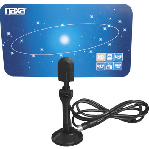 Naxa - Ultra-Thin Flat Panel Style Powered Antenna For HDTV and ATSC Digital TV - Black-Front_Standard 