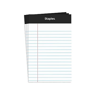 Staples - Staples® Perforated Mini Legal Writing Pads - Narrow Ruled, 3.5" x 5.5", 3/Pack (10871) - White