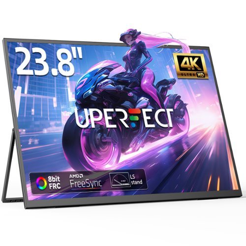 UPERFECT - 23.8" 4K Portable Monitor, UHD 3840x2160 IPS, 100% sRGB, USB-C/HDMI, Adjustable Stand for Laptop/Console/PC - Black-Front_Standard 