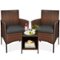 Best Choice Products - 3-Piece Outdoor Wicker Conversation Patio Bistro Set, w/ 2 Chairs, Table - Brown/Stone Gray-Front_Standard