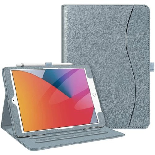 Kitcheniva - Protective Stand Case For iPad 9th 8th 7th Generation 10.2 Inch With Pocket Holder - Cloudy Blue-Front_Standard 