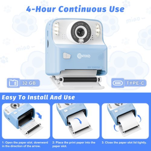 Contixo KC2 Kids Camera Instant Print - 1080P Kids Instant, 2.4 Inch Screen Digital Camera 12MP with Print Paper - Blue HOW TO BUY
