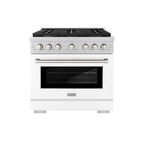 ZLINE - 36" Paramount Dual Fuel Range with 6 Burners and Convection Oven (SDR-WM-36) - Satin Steel/White Matte