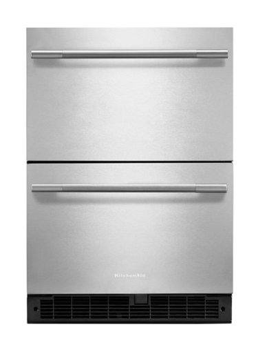 KitchenAid - 4.4 Cu. Ft. Undercounter Double-Drawer Refrigerator - Black Cabinet/Stainless Steel Doors-Front_Standard 