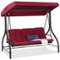 Best Choice Products - 3-Seat Outdoor Converting Canopy Swing Glider Patio Hammock w/ Removable Cushions - Burgundy-Front_Standard