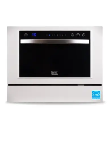 Front. Black+Decker - BLACK+DECKER BCD6W Compact Countertop Dishwasher, 6 Place Settings, White.
