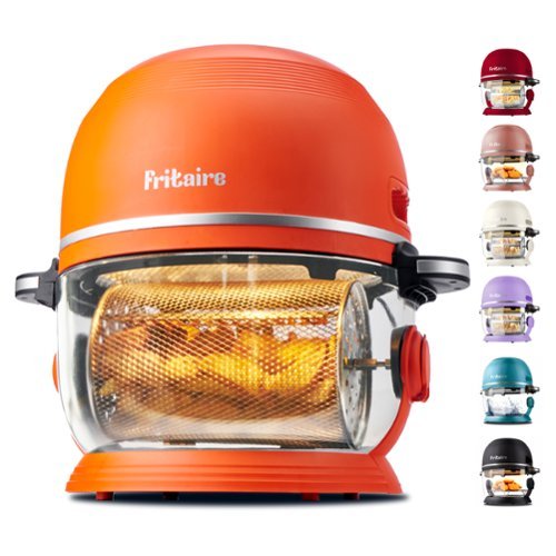 Fritaire - Non-Toxic Air Fryer - Glass Air Fryer, 5qt, Teflon-Free, PFOA- Free, w/ Accessories - Rotisserie and Tumbling Basket - Orange-Front_Standard 