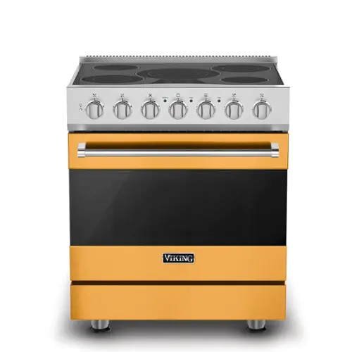 Front. Viking - 3-Series Electric Self-Clean Range - Daffodil.