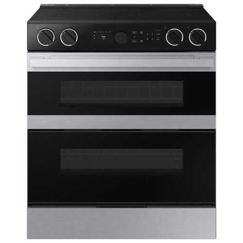 Samsung - Bespoke 6.3 Cu. Ft. Slide-In Double Oven Electric Convection Range with Illuminated Precision Knobs - Stainless Steel