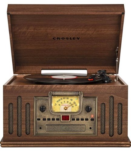 Crosley - Musician 3-Speed Turntable with Radio, CD/Cassette Player, Aux-in and Bluetooth - Walnut-Front_Standard 
